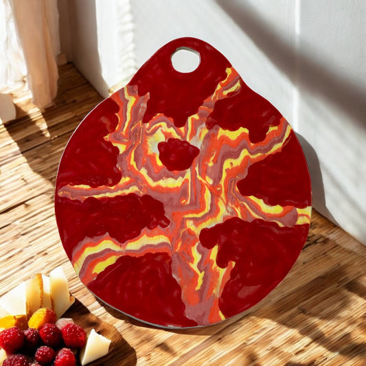 Handbuilt Round Nerikomi Cheeseboard/Charcuterie Board in Magma