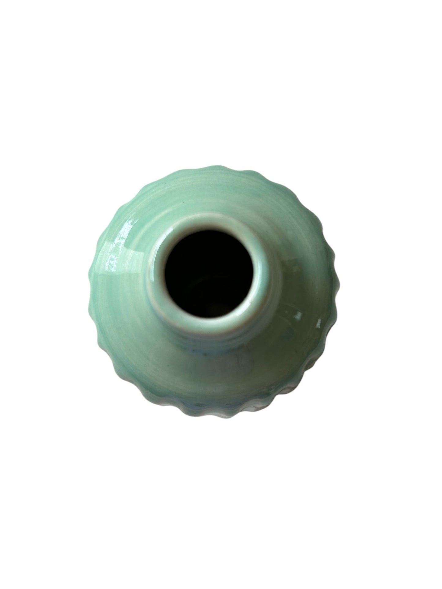 Fluted Bottle #1 in Succulent Green with Natural Cork Top